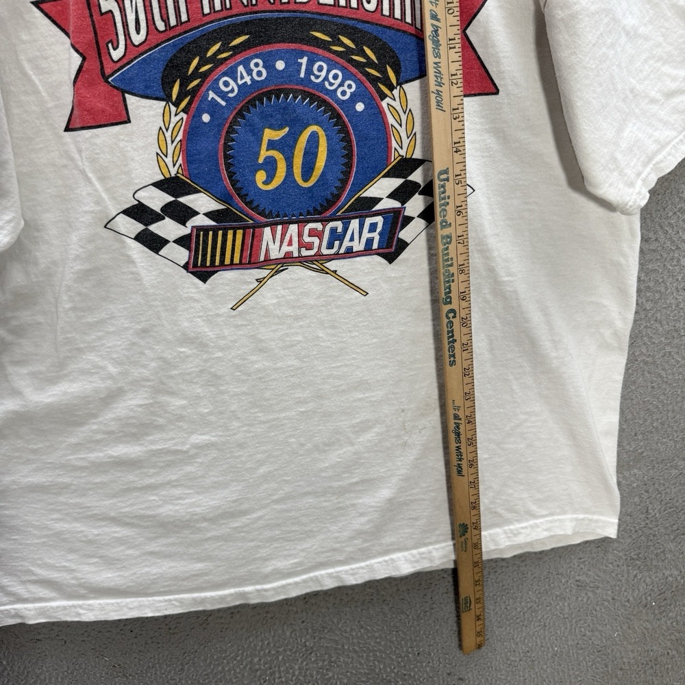 Vintage Nascar Shirt Adult 2XL XXL White Crewneck Tee Skater Grunge Faded 90s - Picture 4 of 11
